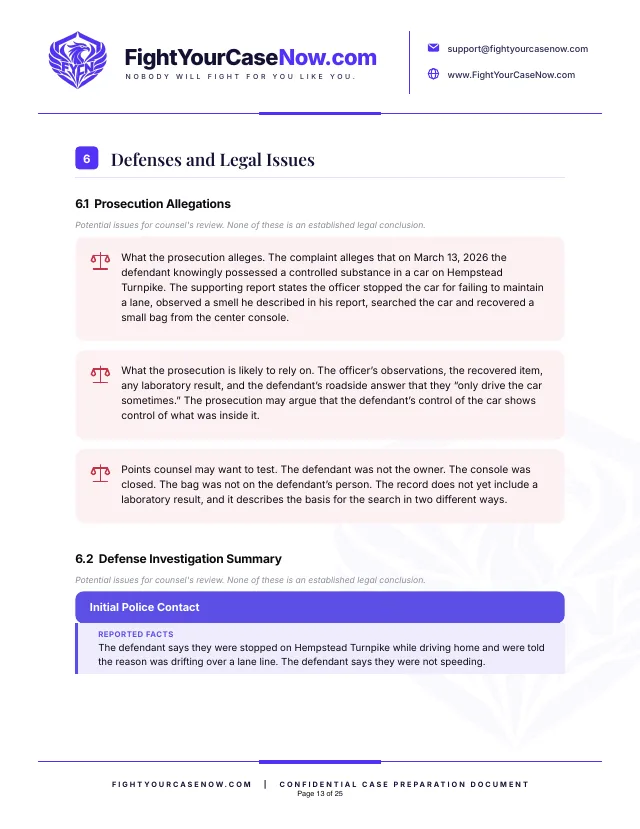 Page 13 of 25 of the sample memorandum: Page 13. Fictional case, illustrative example only.